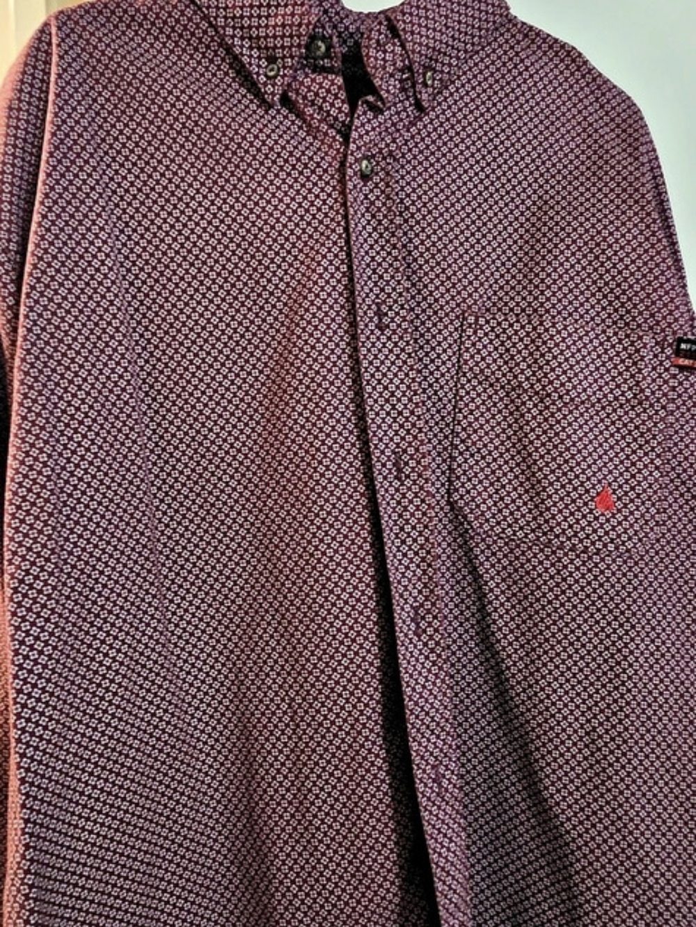 Forge FR Flame Resistant Geometric Print Work Shirt Red & White XXL